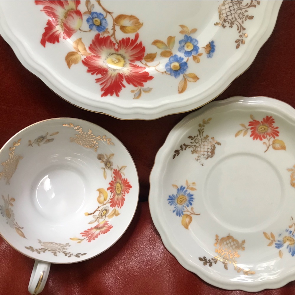 Antique tea cup+2plates. Schwarzenhammer